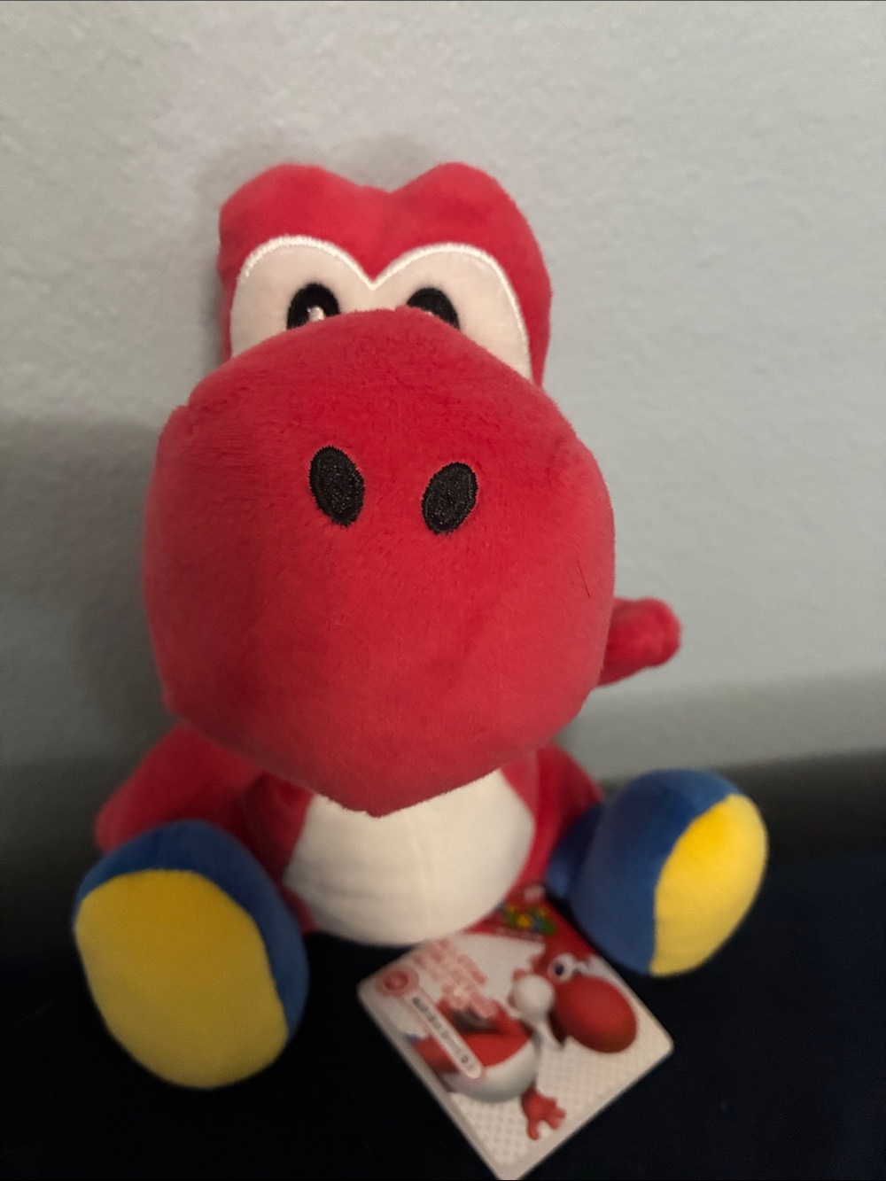 Nintendo Red Yoshi Plush with Blue and Yellow Accents
